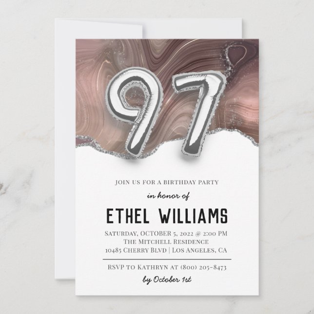 Invitation à la fête d'anniversaire 97 ans (Devant)