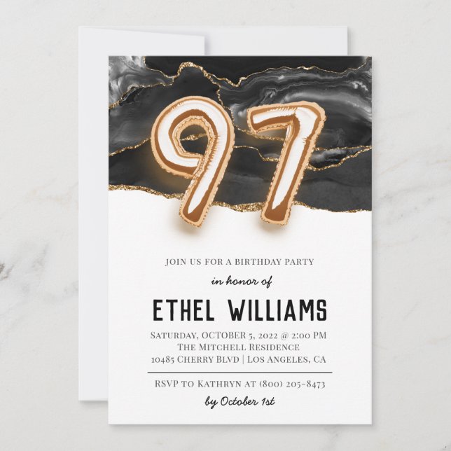 Invitation à la fête d'anniversaire 97 ans (Devant)