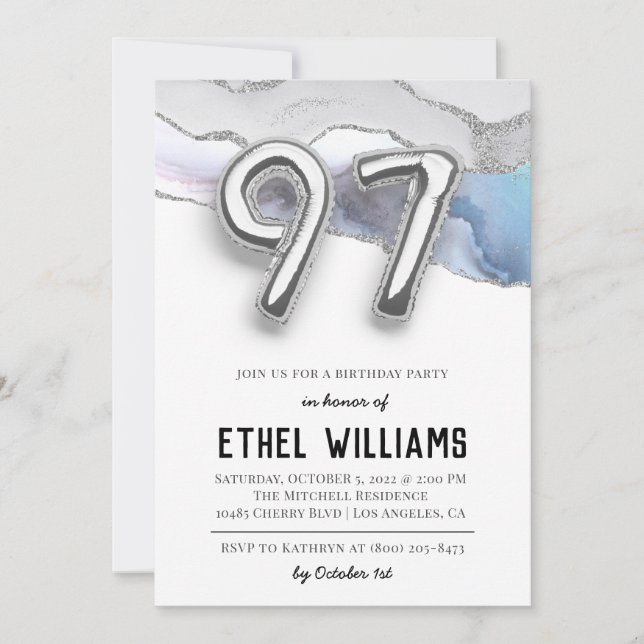 Invitation à la fête d'anniversaire 97 ans (Devant)