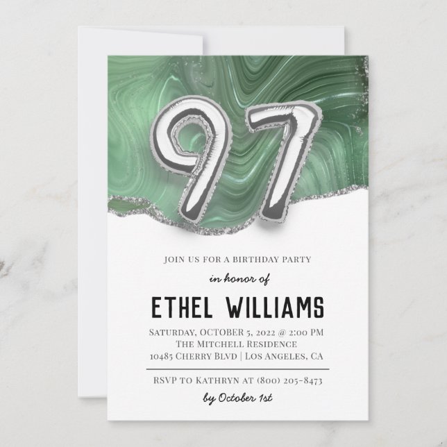 Invitation à la fête d'anniversaire 97 ans (Devant)