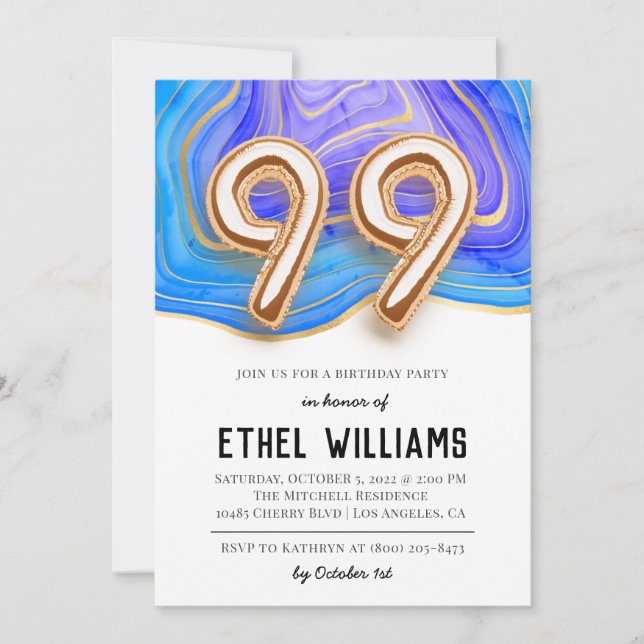 Invitation à la fête d'anniversaire 99 ans (Devant)