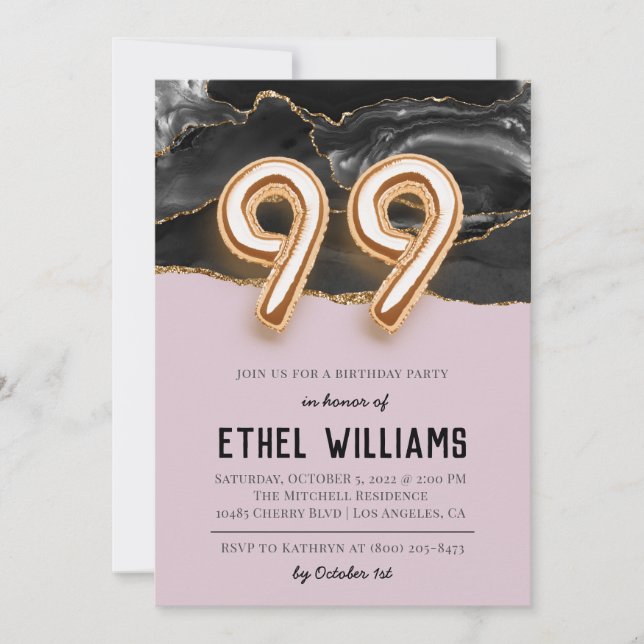 Invitation à la fête d'anniversaire 99 ans (Devant)