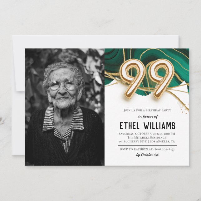 Invitation à la fête d'anniversaire 99 ans (Devant)