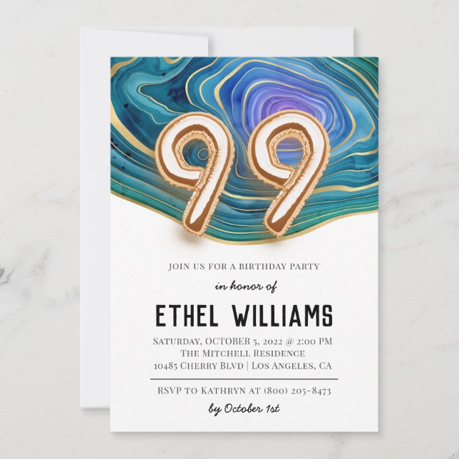Invitation à la fête d'anniversaire 99 ans (Devant)