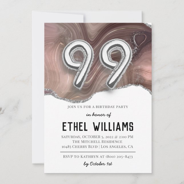 Invitation à la fête d'anniversaire 99 ans (Devant)