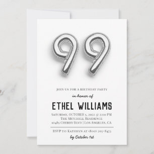 Invitation à la fête d'anniversaire 99 ans