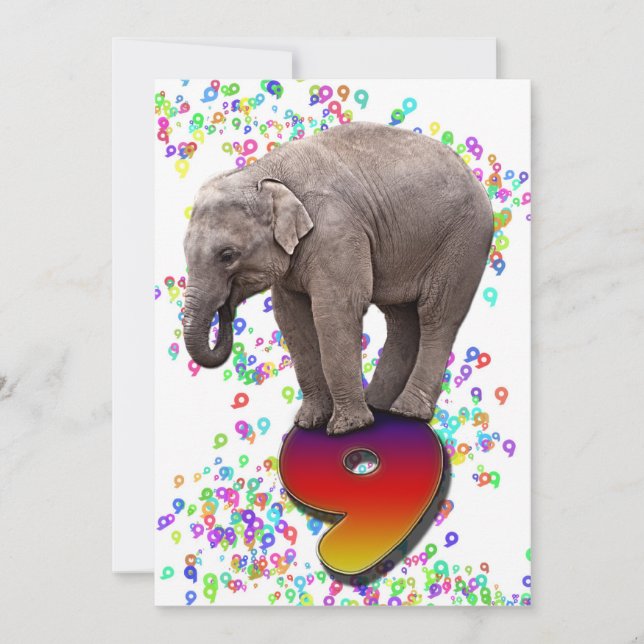 Invitation à la fête d'anniversaire 9, avec des él (Devant)