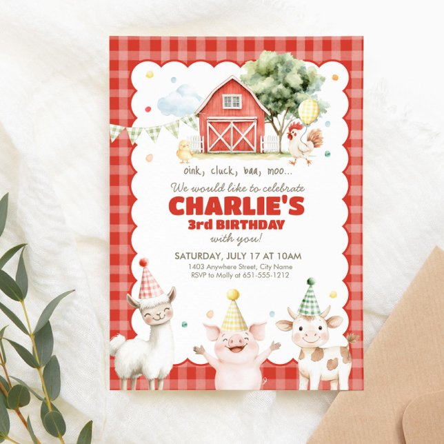 Invitation à la fête d'anniversaire à la ferme pou (Créateur téléchargé)