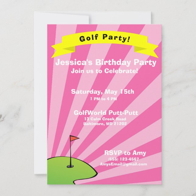 Invitation à la fête d'anniversaire à thème du gol (Devant)