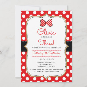 Invitation à la fête d'anniversaire à thème Polkad