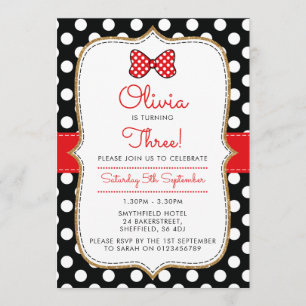 Invitation à la fête d'anniversaire à thème Polkad