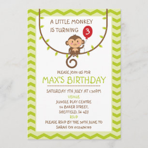 Invitation à la fête d'anniversaire à thème singe
