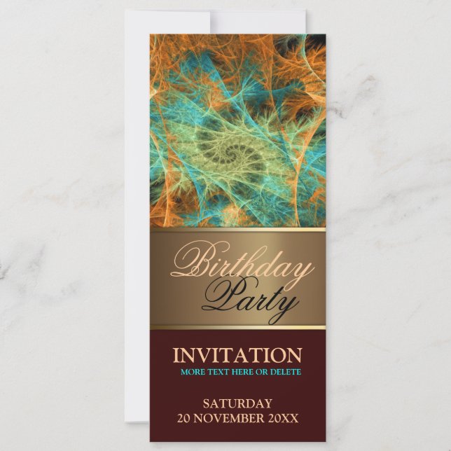 Invitation à la fête d'anniversaire Aqua Orange Sw (Devant)
