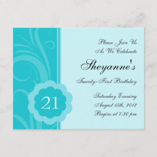 Invitation à la fête d'anniversaire Aqua Turquoise