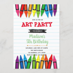 Invitation à la fête d'anniversaire Art crayon