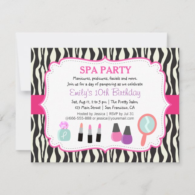 Invitation à la fête d'anniversaire au Spa Imprimé (Devant)