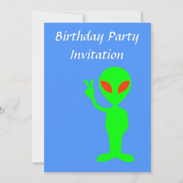 Invitation à la fête d'anniversaire avec alien pou (Devant)