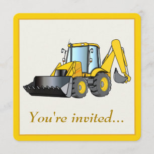 Invitation à la fête d'anniversaire avec Backhoe