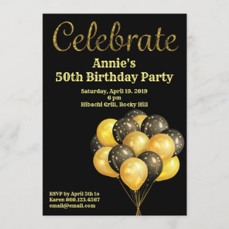 Invitation à la fête d'anniversaire avec des ballo