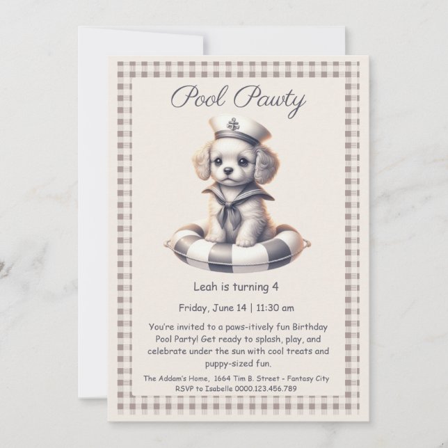Invitation à la fête d'anniversaire avec piscine S (Devant)
