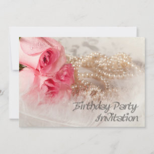 Invitation à la fête d'anniversaire avec roses et