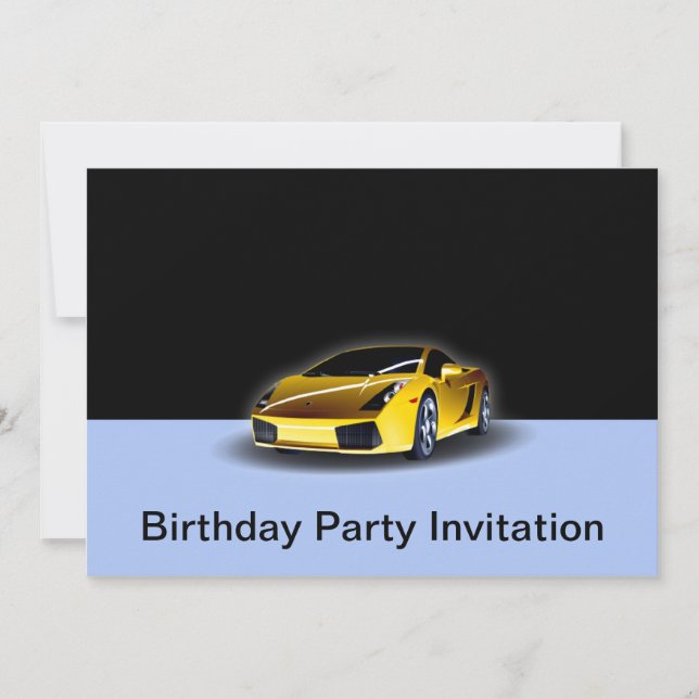 Invitation à la fête d'anniversaire avec voiture d (Devant)
