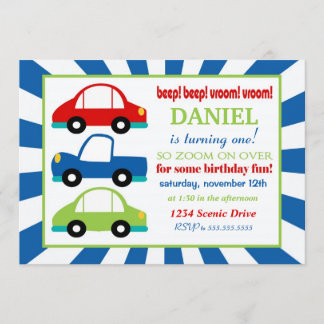 Invitation à la fête d'anniversaire Beep Beep Beep