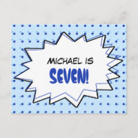 Invitation à la fête d'anniversaire Blue Pop Art