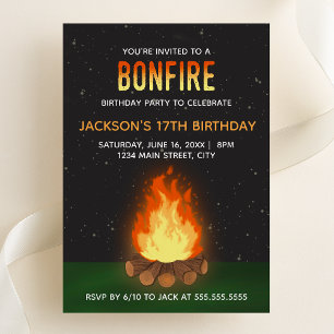 Invitation à la fête d'anniversaire Bonfire