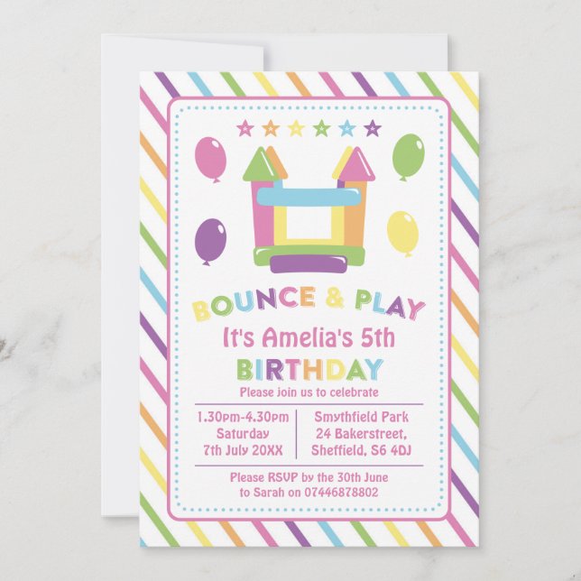 Invitation à la fête d'anniversaire Bounce house (Devant)
