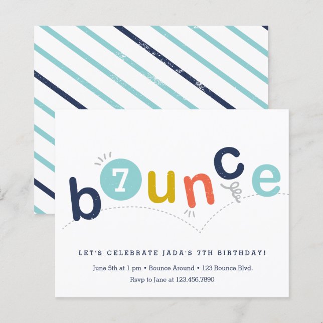 Invitation à la fête d'anniversaire Budget Bounce (Devant / Derrière)