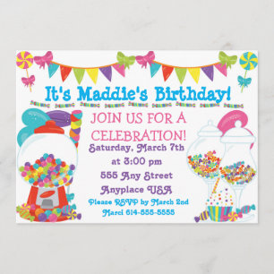 Invitation à la fête d'anniversaire Candy