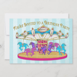 Invitation à la fête d'anniversaire - Carrousel - 
