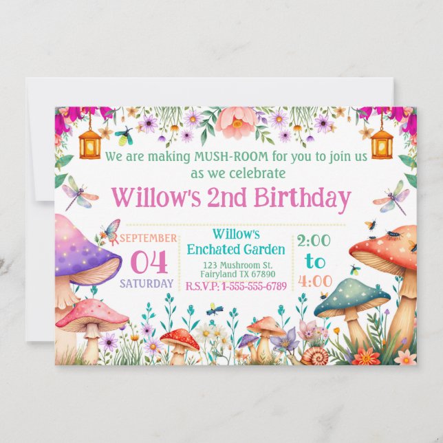 Invitation à la fête d'anniversaire Champignon du  (Devant)