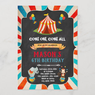 Invitation à la fête d'anniversaire Circus