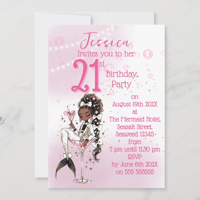 Invitation à la fête d'anniversaire Cocktail Sirèn (Devant)