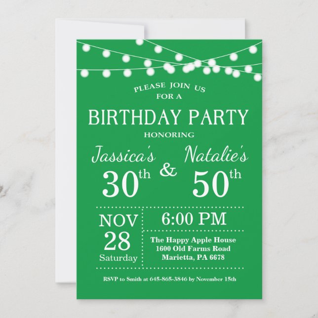Invitation à la fête d'anniversaire conjointe pour (Devant)