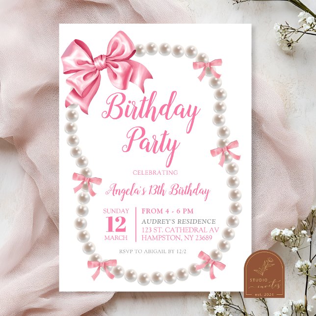 Invitation à la fête d'anniversaire Coquette Rose  (Créateur téléchargé)