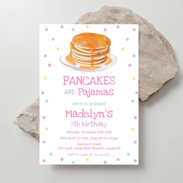 Invitation à la fête d'anniversaire Crêpes et Pyja (Créateur téléchargé)