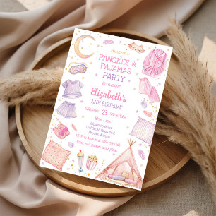 Invitation à la fête d'anniversaire Crêpes et Pyja