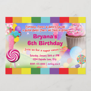 Invitation à la fête d'anniversaire Cupcake Candyl