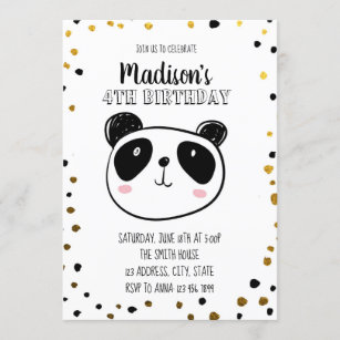 Carte d'invitation anniversaire à gratter - panda