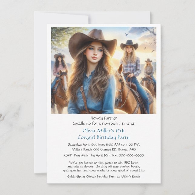 Invitation à la fête d'anniversaire de 15 ans de C (Devant)