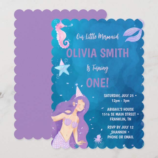 Invitation à la fête d'anniversaire de 1 an de la  (Devant / Derrière)