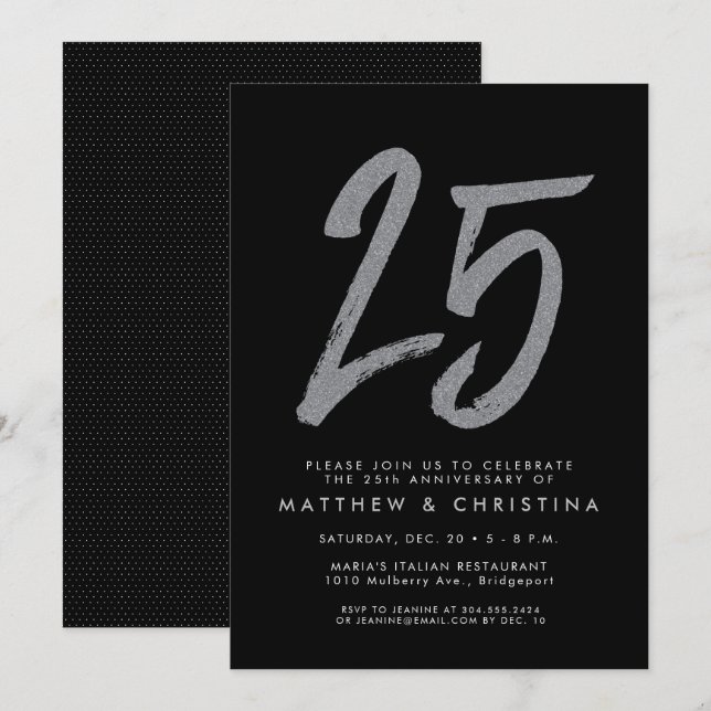 Invitation à la fête d'anniversaire de 25 ans avec (Devant / Derrière)