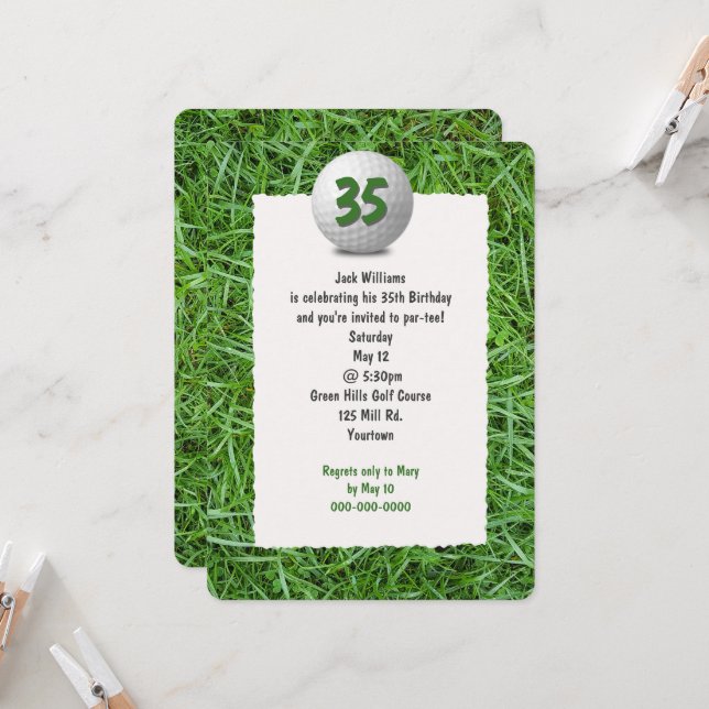 Invitation à la fête d'anniversaire de 35 ans d'un (Devant/Arrière en situation)