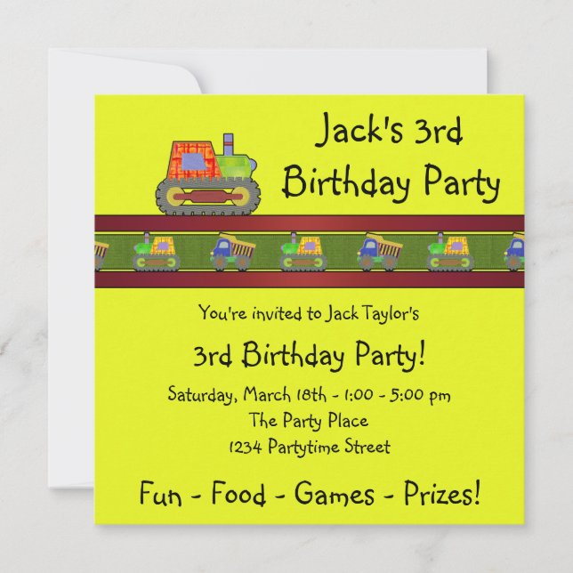Invitation à la fête d'anniversaire de 3 ans de Ye (Devant)