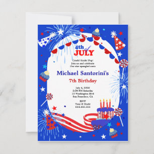 Invitation à la fête d'anniversaire de 4 juillet e