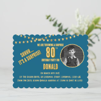 Invitation à la fête d'anniversaire de 80 ans Teal