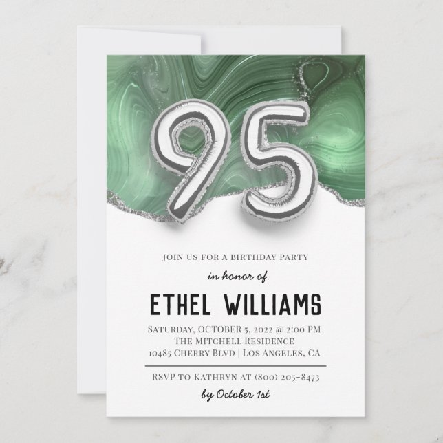 Invitation à la fête d'anniversaire de 95 ans (Devant)